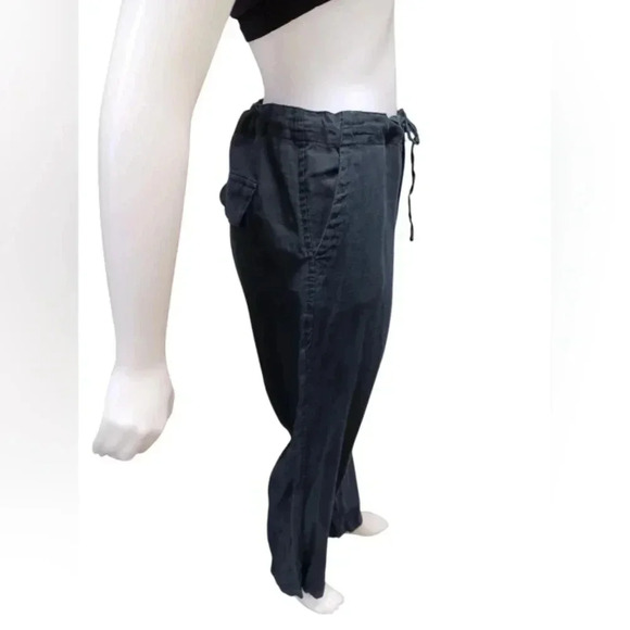 Bruno EUC 100% Linen Straight Leg  Black Trousers Size Large - Picture 3 of 10